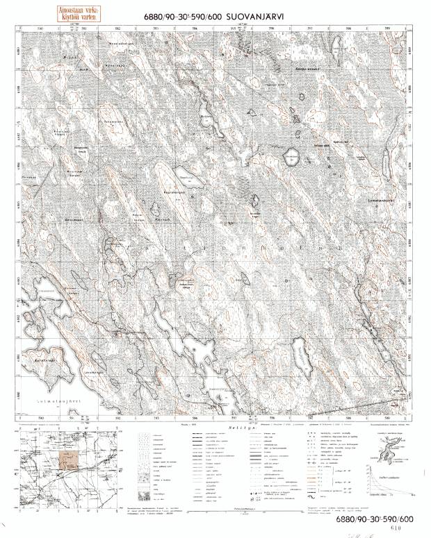 Suovanjarvi Lake. Suovanjärvi. Topografikartta 521106. Topographic map from 1939. Use the zooming tool to explore in higher level of detail. Obtain as a quality print or high resolution image