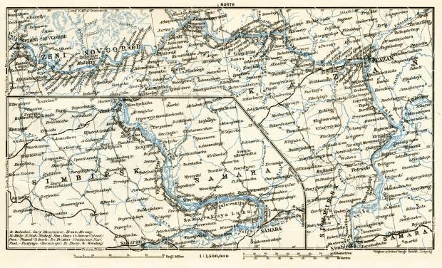 Volga River from Nizhny Novgorod to Syzran map, 1914. Use the zooming tool to explore in higher level of detail. Obtain as a quality print or high resolution image