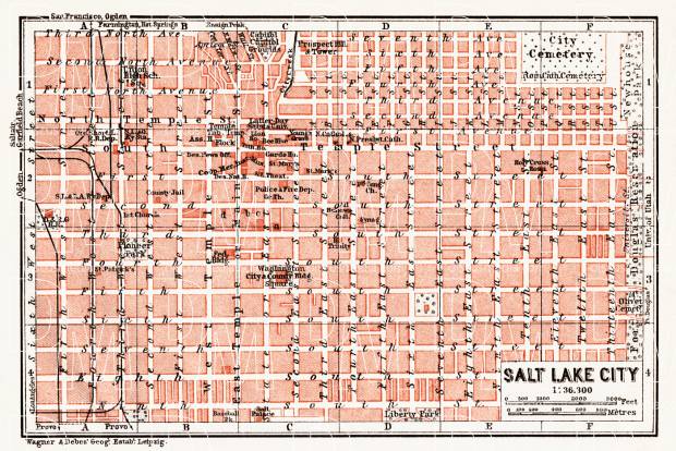 Salt Lake City city map, 1909. Use the zooming tool to explore in higher level of detail. Obtain as a quality print or high resolution image