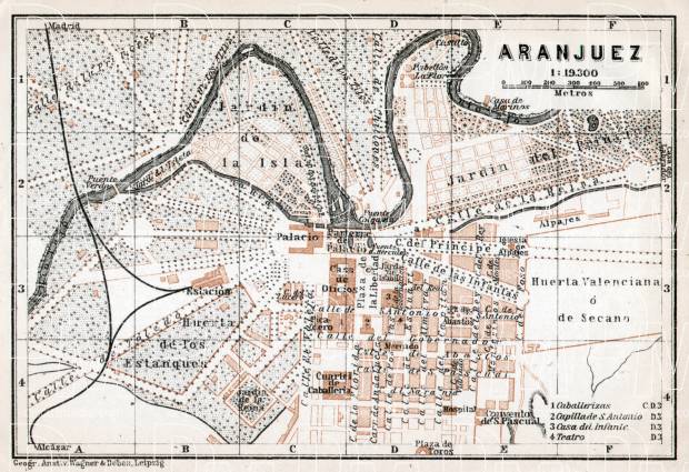 Aranjuez city map, 1913. Use the zooming tool to explore in higher level of detail. Obtain as a quality print or high resolution image