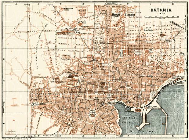 Catania city map, 1929. Use the zooming tool to explore in higher level of detail. Obtain as a quality print or high resolution image