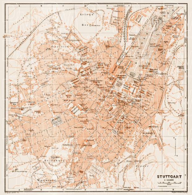 Stuttgart city map, 1909. Use the zooming tool to explore in higher level of detail. Obtain as a quality print or high resolution image
