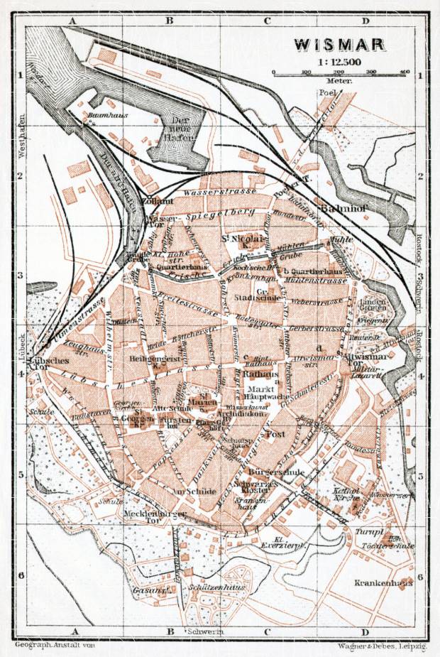 Wismar city map, 1911. Use the zooming tool to explore in higher level of detail. Obtain as a quality print or high resolution image