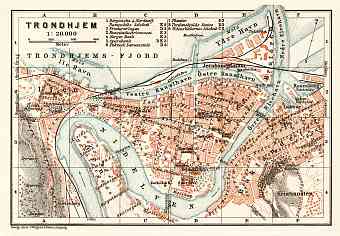 Trondheim (Trondhjem) city map, 1931