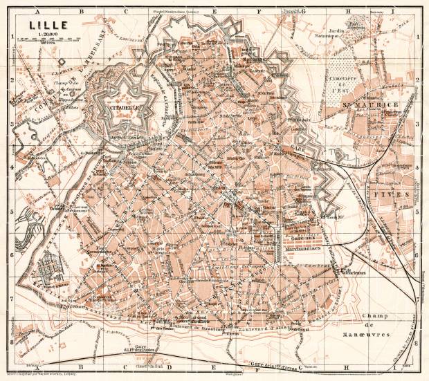 Lille city map, 1909. Use the zooming tool to explore in higher level of detail. Obtain as a quality print or high resolution image