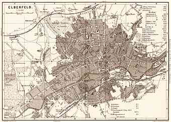 Elberfeld (now part of Wuppertal) city map, 1887