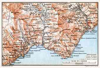 Cava de Tirreni to Amalfi district map, 1898