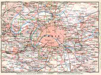 Paris environs map, 1910