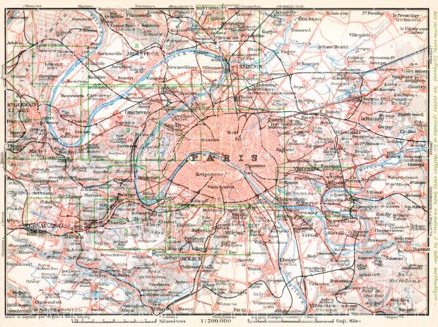 Paris environs map, 1910. Use the zooming tool to explore in higher level of detail. Obtain as a quality print or high resolution image