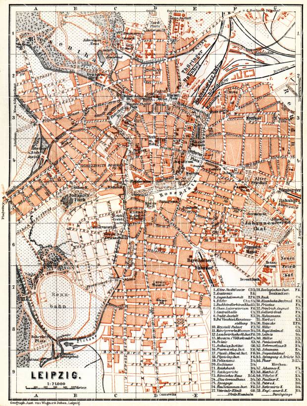 Leipzig city map, 1887. Use the zooming tool to explore in higher level of detail. Obtain as a quality print or high resolution image