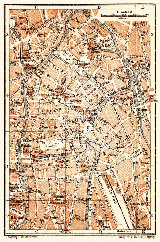 Ghent (Gent), central part map, 1904. Use the zooming tool to explore in higher level of detail. Obtain as a quality print or high resolution image