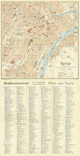 Turin (Torino) city map, 1929