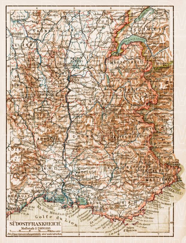 France, southeastern part. General map, 1913. Use the zooming tool to explore in higher level of detail. Obtain as a quality print or high resolution image