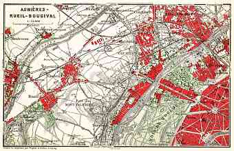 Asnières (Asnières-sur-Seine), Rueil (Rueil-Malmaison) and Bougival map, 1931