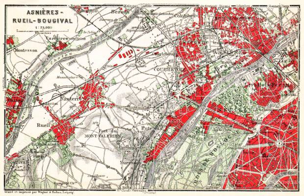 Asnières (Asnières-sur-Seine), Rueil (Rueil-Malmaison) and Bougival map, 1931. Use the zooming tool to explore in higher level of detail. Obtain as a quality print or high resolution image
