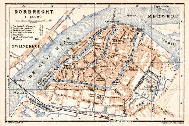 Dordrecht city map, 1909. Use the zooming tool to explore in higher level of detail. Obtain as a quality print or high resolution image