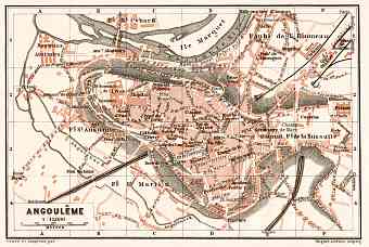 Angoulême city map, 1902