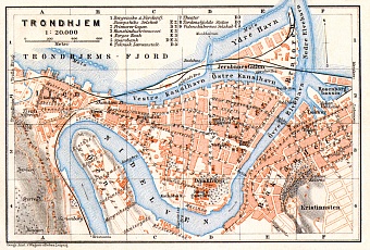 Trondheim (Trondhjem) city map, 1911