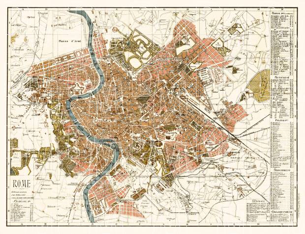 Rome (Roma) city map, 1904. Use the zooming tool to explore in higher level of detail. Obtain as a quality print or high resolution image