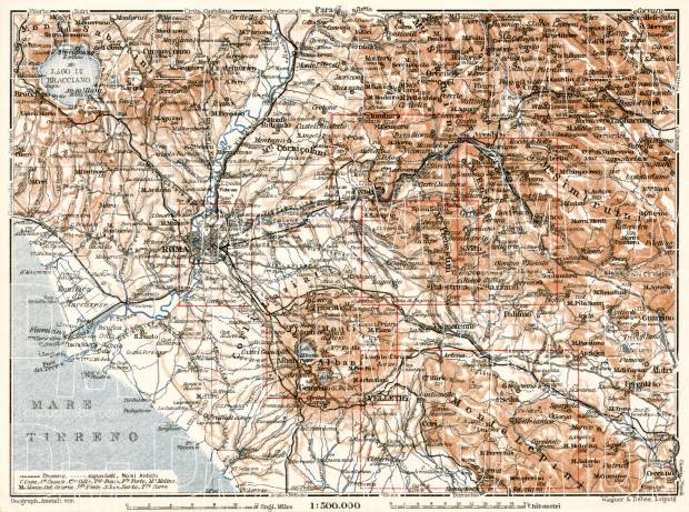 Rome (Roma) and Campagna di Roma map, 1909. Use the zooming tool to explore in higher level of detail. Obtain as a quality print or high resolution image