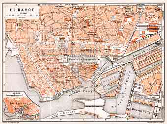 Le Havre city map, 1910