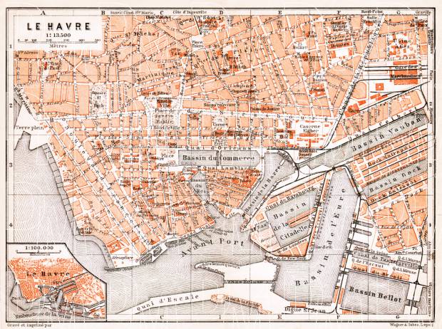 Le Havre city map, 1910. Use the zooming tool to explore in higher level of detail. Obtain as a quality print or high resolution image