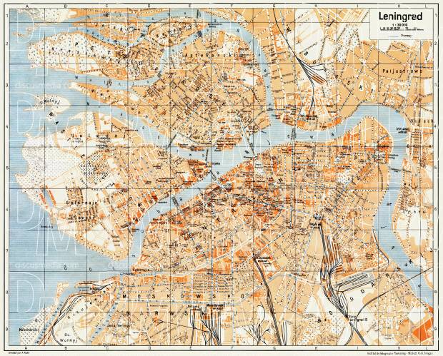 Leningrad (Ленинград, Saint Petersburg) city map, 1928. Use the zooming tool to explore in higher level of detail. Obtain as a quality print or high resolution image