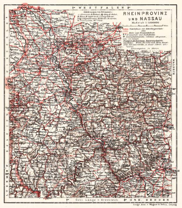 Germany. Rhine Province and Nassau. General map, 1913. Use the zooming tool to explore in higher level of detail. Obtain as a quality print or high resolution image