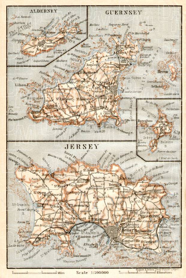 Map of the Channel Islands, 1906. Use the zooming tool to explore in higher level of detail. Obtain as a quality print or high resolution image