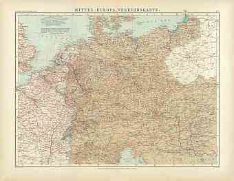 Central Europe Transportation Map, 1905