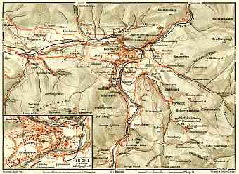 Bad Ischl (Ischl) and environs, map, 1913