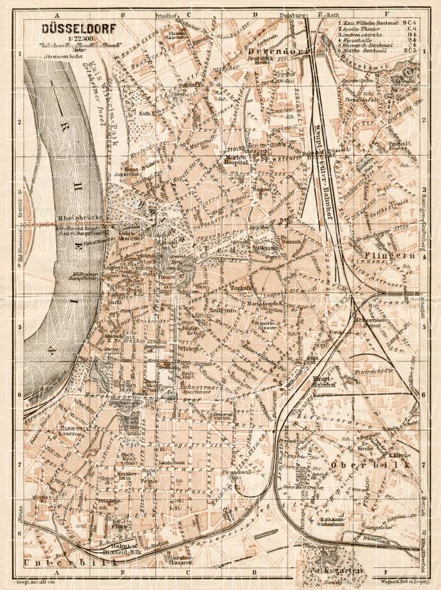 Düsseldorf city map, 1906. Use the zooming tool to explore in higher level of detail. Obtain as a quality print or high resolution image