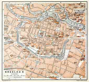 Breslau (Wrocław), city centre map, 1906