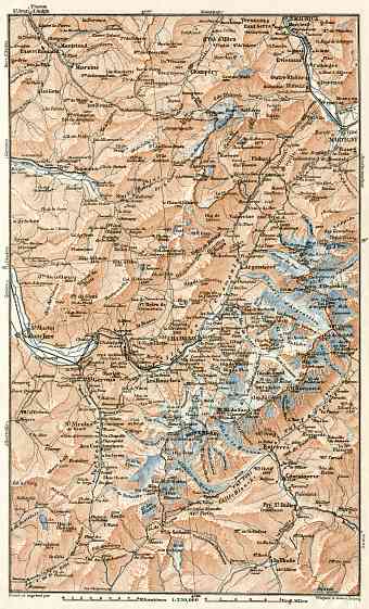 Chamonix and Sixt Valleys map, 1902