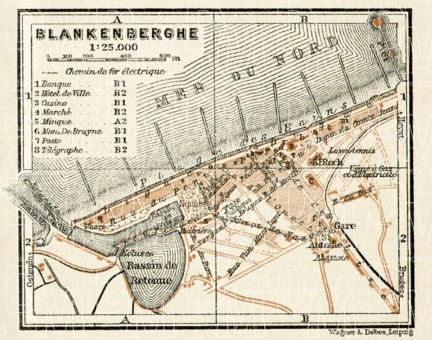 Blankenberge city map, 1909. Use the zooming tool to explore in higher level of detail. Obtain as a quality print or high resolution image