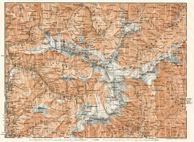 Map of the Ortler Alps (Ortler-Alpen, Ortles-Cevedale), 1906. Use the zooming tool to explore in higher level of detail. Obtain as a quality print or high resolution image