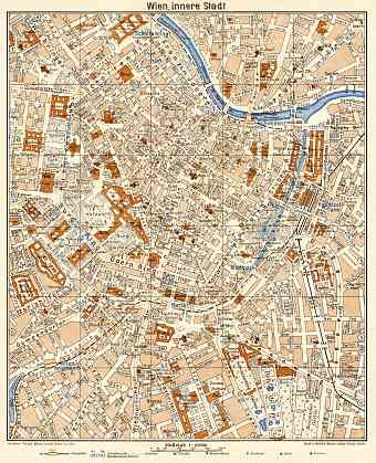 Vienna (Wien), central part map, 1929