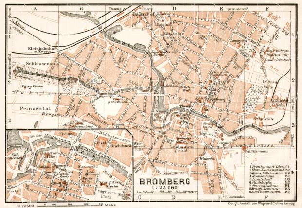 Bromberg (Bydgoszcz) city map, 1911. Use the zooming tool to explore in higher level of detail. Obtain as a quality print or high resolution image