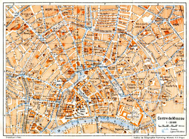 Moscow (Москва, Moskva), central part map, 1928. Use the zooming tool to explore in higher level of detail. Obtain as a quality print or high resolution image