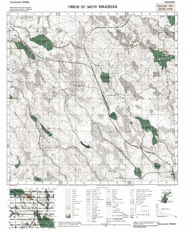 Maselgskaja. Maaselkä. Topografikartta 533309. Topographic map from 1942. Use the zooming tool to explore in higher level of detail. Obtain as a quality print or high resolution image