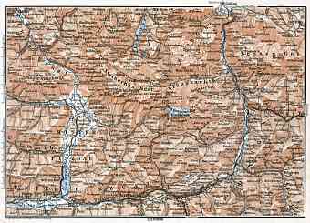 Königssee and environs, Salzach River and Salzach Valley area map, 1910