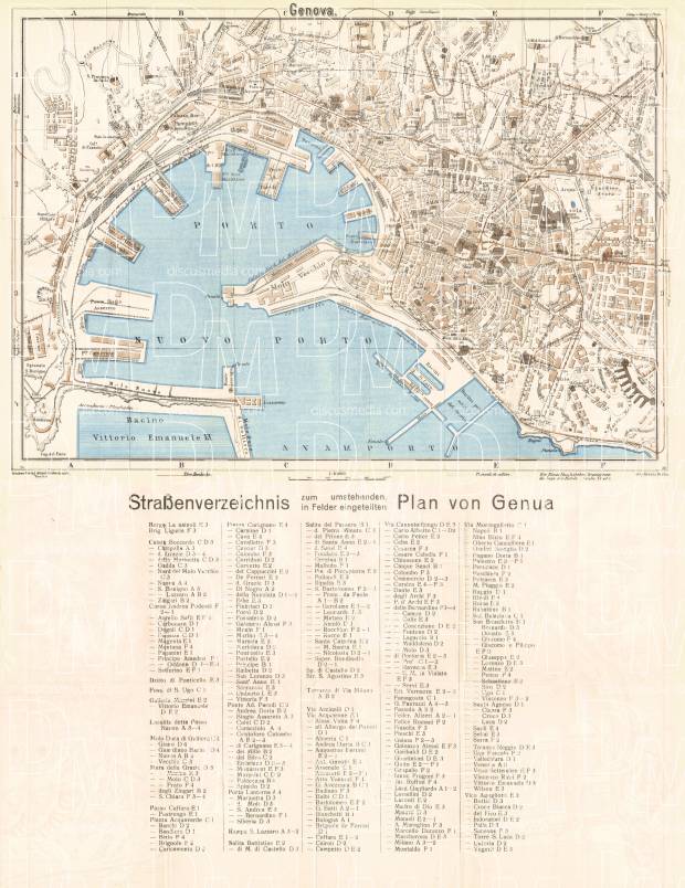 Genoa (Genova) city map, 1929. Use the zooming tool to explore in higher level of detail. Obtain as a quality print or high resolution image
