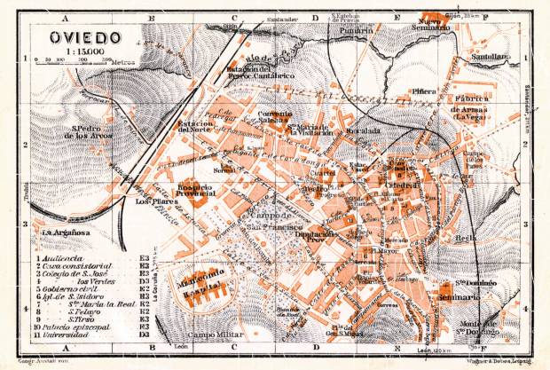Oviedo city map, 1929. Use the zooming tool to explore in higher level of detail. Obtain as a quality print or high resolution image