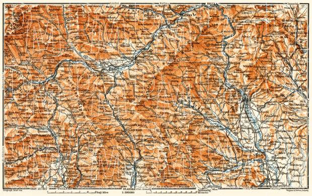 Steyr (Steirische) and Carinthian (Kärntner) Alps from Murau to Gleisdorf, 1911. Use the zooming tool to explore in higher level of detail. Obtain as a quality print or high resolution image
