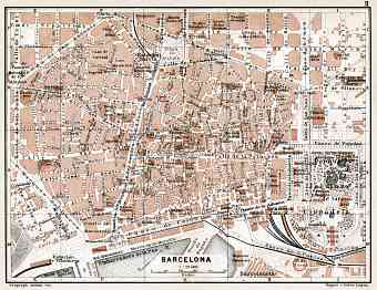Barcelona central part map, 1913