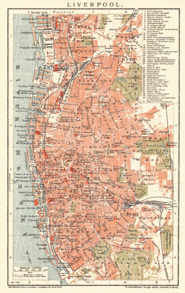 Liverpool city map, 1900. Use the zooming tool to explore in higher level of detail. Obtain as a quality print or high resolution image