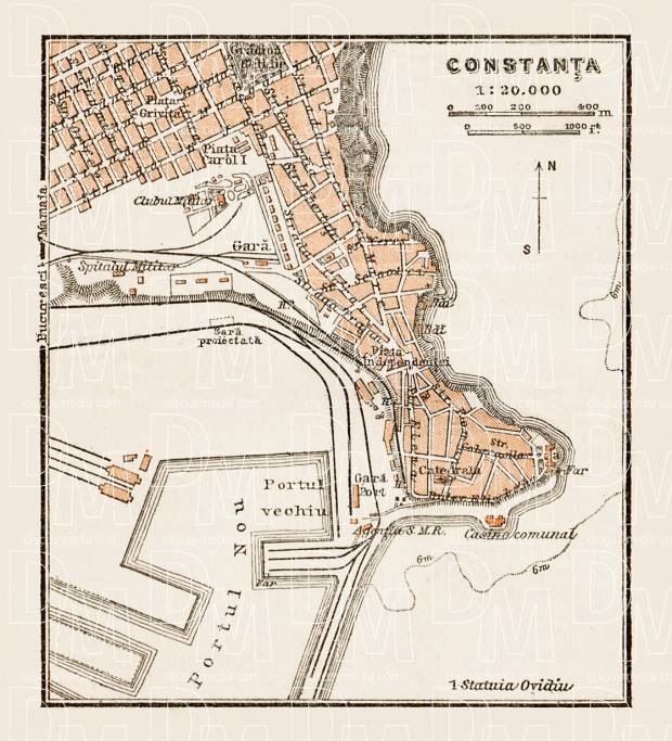 Constanța city map, 1914. Use the zooming tool to explore in higher level of detail. Obtain as a quality print or high resolution image
