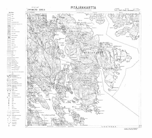 Sorola. Pitäjänkartta 414105. Parish map from 1935. Use the zooming tool to explore in higher level of detail. Obtain as a quality print or high resolution image
