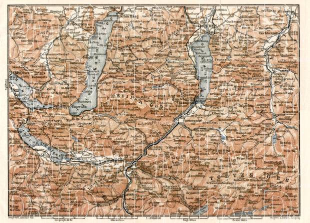 North Salzkammergut map, 1906. Use the zooming tool to explore in higher level of detail. Obtain as a quality print or high resolution image