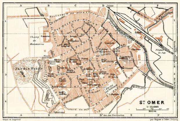 Saint-Omer city map, 1913. Use the zooming tool to explore in higher level of detail. Obtain as a quality print or high resolution image